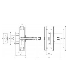 Защелка дверная с ручкми AVERS с фиксацией ЗЩ1Д-2-6, медь