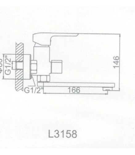 Смеситель L3158 (для ванны, короткий поворотный излив) 438x503 в Материке - Вариант 2