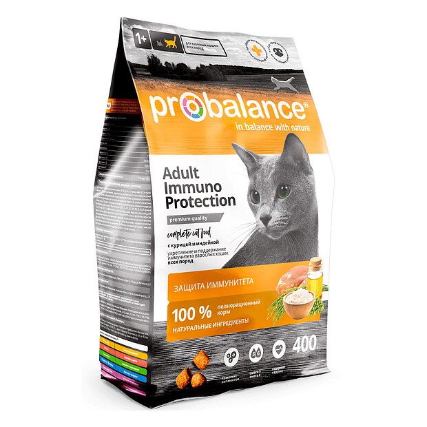 Корм для кошек ProBalance ADULT Immuno Protectiion с курицей и индейкой (400г)