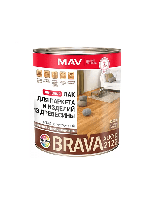 Лак BRAVA АУ-2122 паркетный алкидно-уретановый глянцевый, 2,3кг 495x660 Лак BRAVA АУ-2122 паркетный алкидно-уретановый глянцевый, 2,3кг 495x660 в Материке