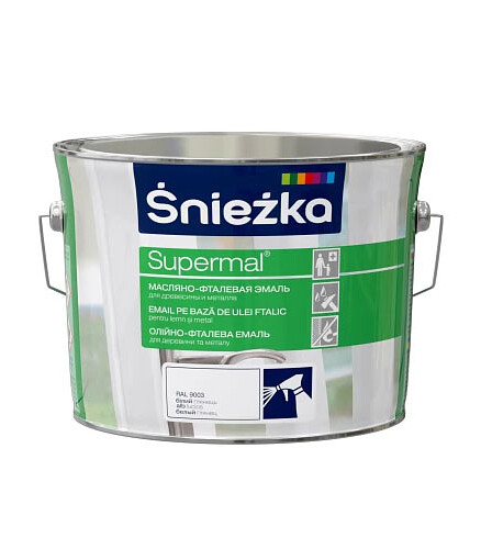 Эмаль SNIEZKA Supermal МФ RAL9003 белая глянцевая, 2,5л 438x503 в Материке