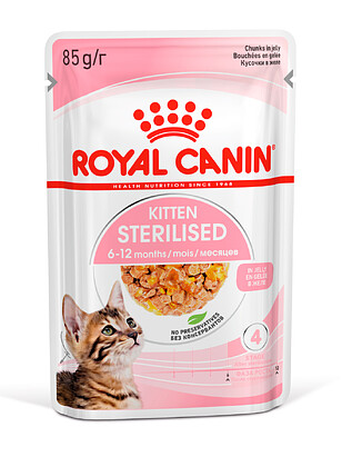 Корм для котят Royal Canin Kitten для стерилизованных, кусочки в желе (85г) 238x286 в Материке