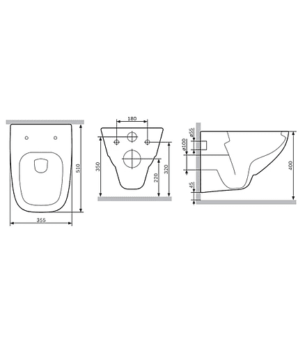 Унитаз X-JOY C851701SC безободковый подвесной с сиденьем Duroplast Soft-Close 438x503 в Материке - Вариант 2