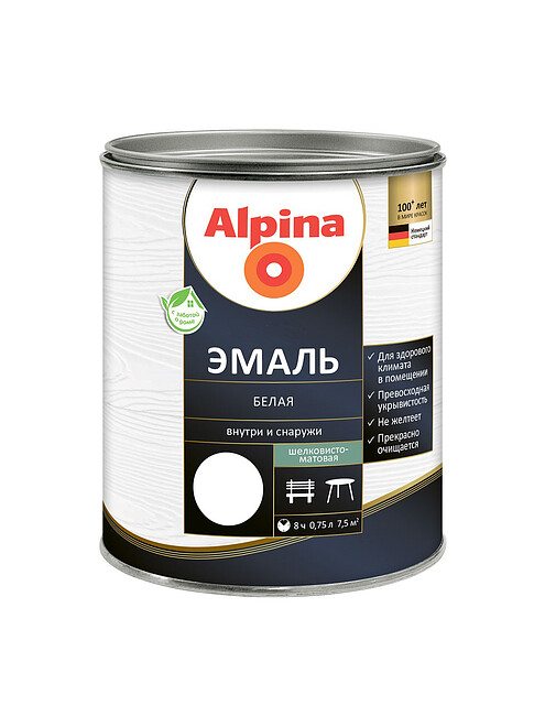 Эмаль Alpina алкид. белая шелковисто-матовая, 0,75л/ 0,89кг 495x660 Эмаль Alpina алкид. белая шелковисто-матовая, 0,75л/ 0,89кг 495x660 в Материке