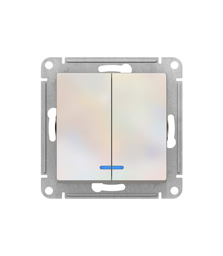 Выключатель SE ATLAS Design ATN000453 2кл. подсв. жемчуг 438x503 в Материке
