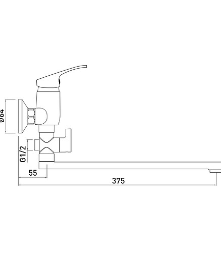 Смеситель BASE 7237258C-35L(F) (для ванны, длинный излив) с душ.комплектом 438x503 в Материке - Вариант 2