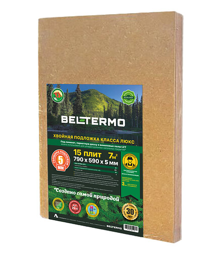 Подложка д/пола BELTERMO_UnderFloorLite 0.59*0.79м*5мм (1уп=15шт=6,9915м2) 438x503 в Материке