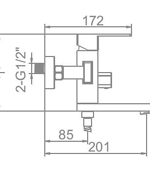 Смеситель L73233 (для ванны, короткий излив) нерж.сталь 238x286 в Материке - Вариант 2