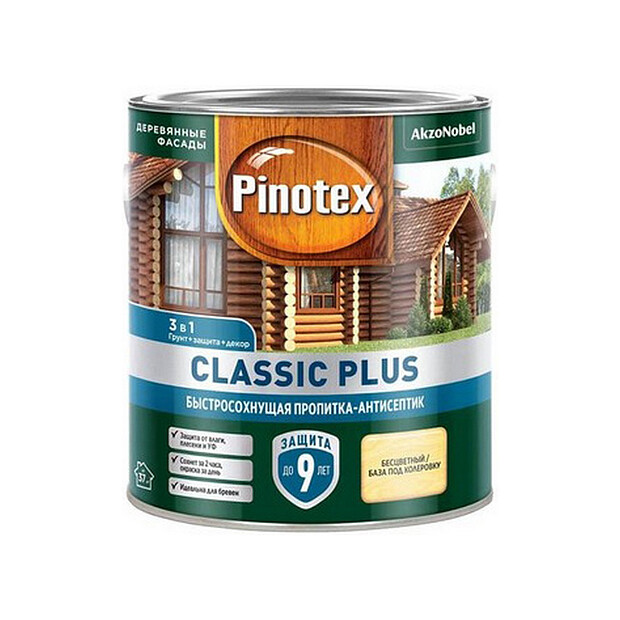 Пропитка-антисептик Pinotex Classic Plus 3 в 1 бесцветная 2,5л