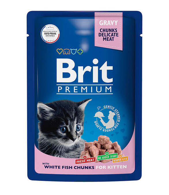 Корм для котят Brit Premium белая рыба, соус (85г) 586x674 Корм для котят Brit Premium белая рыба, соус (85г) 586x674 в Материке