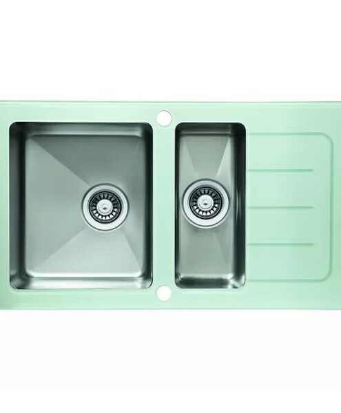 Мойка ZORG GS 7850-2 white 1,5 чаши 780х500мм белое стекло нерж. 1,0мм с выпуск. 495x660 Мойка ZORG GS 7850-2 white 1,5 чаши 780х500мм белое стекло нерж. 1,0мм с выпуск. 495x660 в Материке