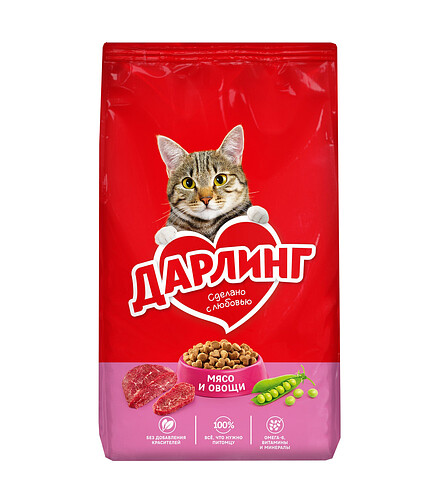 Корм для кошек ДАРЛИНГ мясо, овощи (1,75кг) 438x503 в Материке