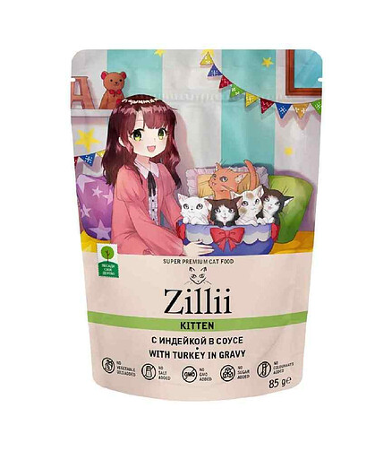 Корм для кошек ZILLII индейка, соус (85г) 438x503 в Материке