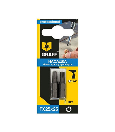 Бита ударная GRAFF T25 25мм 2шт/уп. 438x503 в Материке