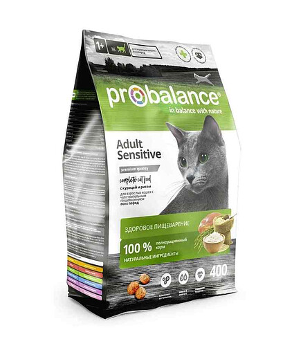 Корм для кошек ProBalance Adult Sensitive курица, рис (0,4кг) 438x503 в Материке
