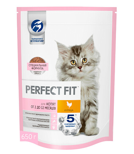 Корм для котят PERFECT FIT курица (0,65кг) 438x503 в Материке