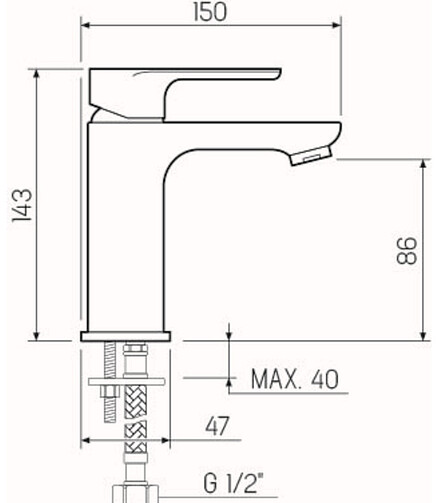 Смеситель SL133-001F (для умывальника) на гайке, ЦИНК 438x503 в Материке - Вариант 2