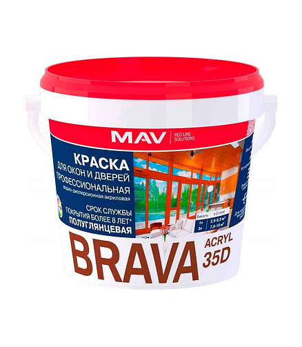 Краска BRAVA ACRYL база P полуглянцевая, 1л 438x503 в Материке