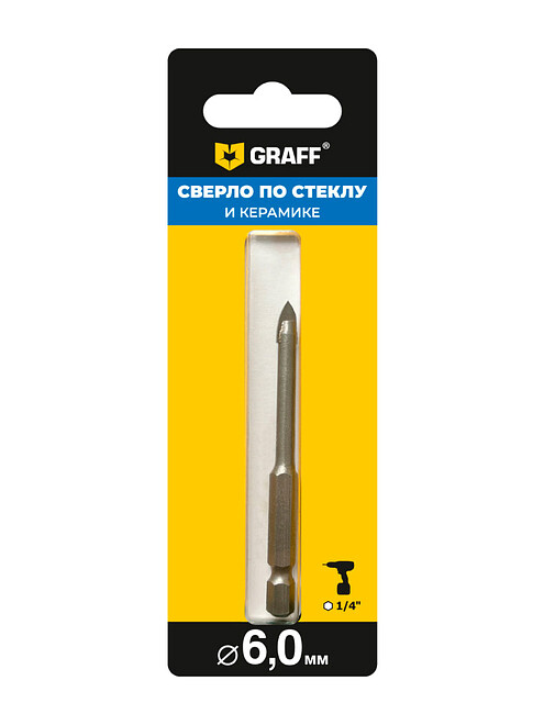 Сверло по стеклу и керамике GRAFF 6х75мм 495x660 Сверло по стеклу и керамике GRAFF 6х75мм 495x660 в Материке