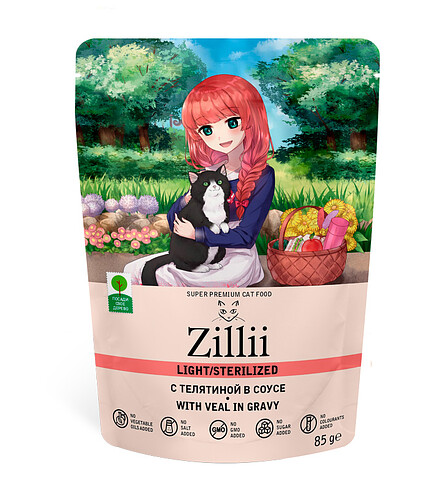 Корм для кошек ZILLII телятина, соус (85г) 438x503 в Материке