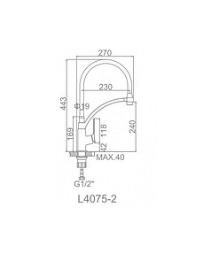Смеситель L4075-2 (для кухни) с гибким изливом, 2 режима, ЧЕРНЫЙ/ХРОМ