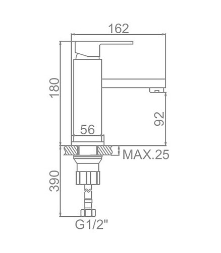 Смеситель L1033 (для умывальника) на гайке 438x503 в Материке - Вариант 4