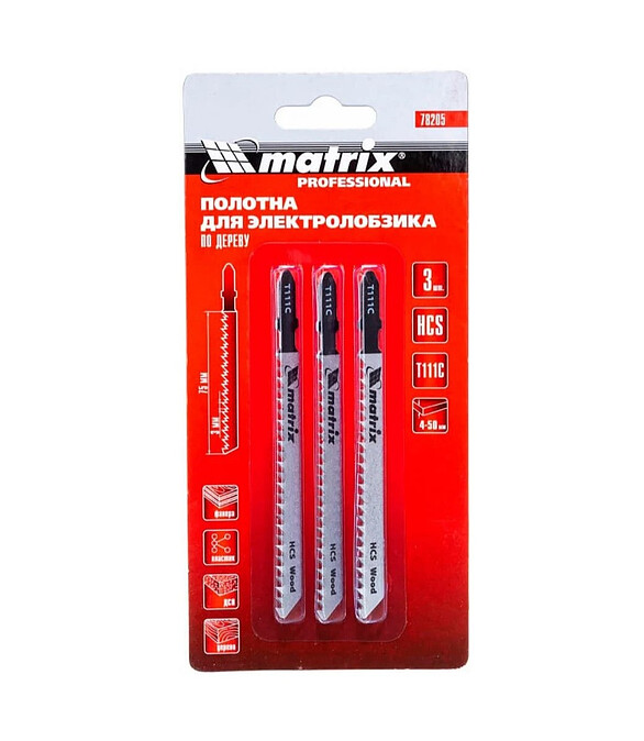 Пилка д/лобзика по дереву MATRIX T111C 3шт/уп. 586x674 Пилка д/лобзика по дереву MATRIX T111C 3шт/уп. 586x674 в Материке