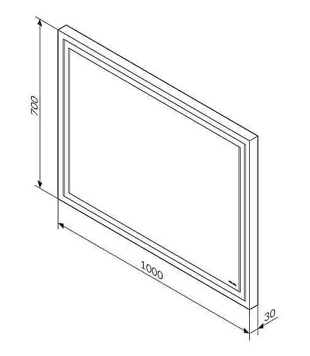Зеркало GEM M91AMOX1001WG 100х70см с контурной LED-подсветкой 438x503 в Материке - Вариант 2