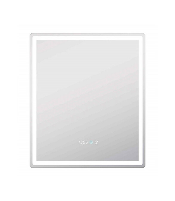 Зеркало GEOMETRY LUXE 600х700мм: подсветка, сенсор.управ., антизапотевание, часы 586x674 в Материке