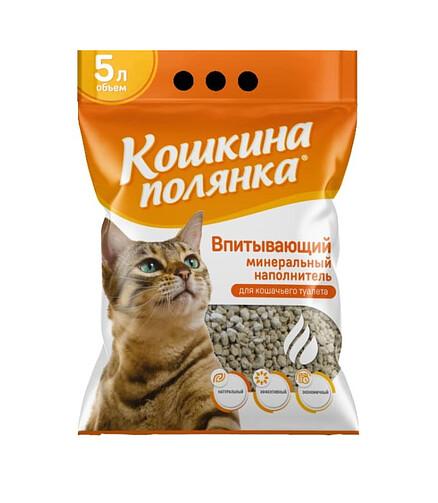 Наполнитель минеральный впитывающий КОШКИНА ПОЛЯНКА (5л) 438x503 в Материке