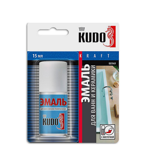 Эмаль KUDO для ванн белая с кисточкой, 15мл 586x674 в Материке