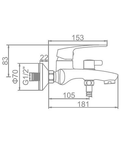 Смеситель L3272 (для ванны, короткий излив) 438x503 в Материке - Вариант 2