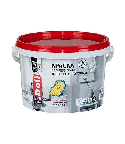 Краска DALI PROFESSIONAL матовая белая, 2,5л 438x503 в Материке