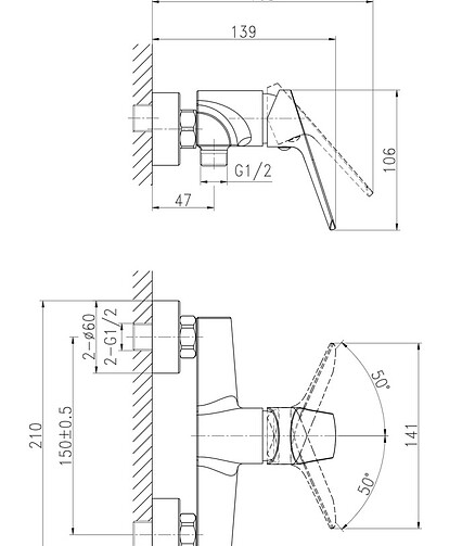 Смеситель FLAVIS 63036 (для душа) без душ.комплекта 438x503 в Материке - Вариант 2