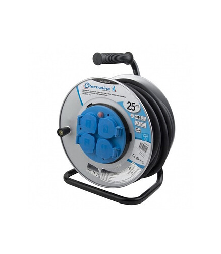 Удлинитель на катушке ELECTRALINE Pro 49045 4роз. 25м 3х2,5 438x503 в Материке
