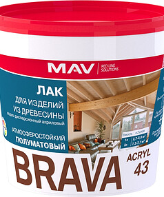 Лак BRAVA ВД-АК-1043 защитно-декор.полуматовый, 1кг 238x286 в Материке