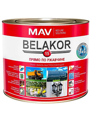 Грунт-эмаль BELAKOR 15 быстросох 3в1 RAL7024 графитовая мат, 2,2кг 238x286 в Материке