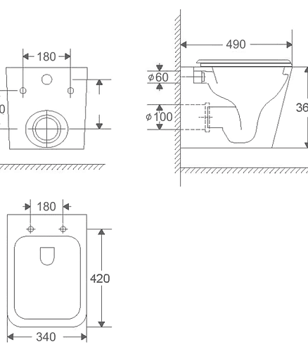 Унитаз ODRA подвесной безободковый ТОРНАДО с сиденьем DUROPLAST Slim S-Close 438x503 в Материке - Вариант 2