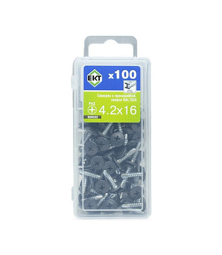 Саморез П/Ш, с ПрессШайбой, сверло 4.2х16 RAL7024 (уп=100шт) 438x503 в Материке - Вариант 2