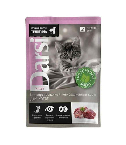 Корм для котят Darsi Kitten телятина, соус (85г) 438x503 в Материке