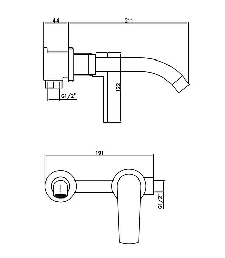 Смеситель ESKO SM28 CR (для умывальника) встраиваемый, хром 438x503 в Материке - Вариант 2