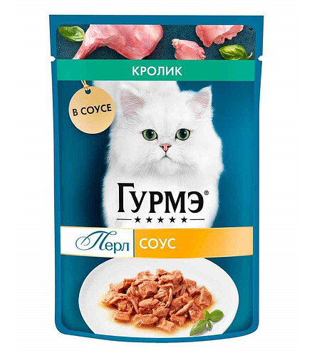 Корм для кошек Gourmet Perle кролик, соус (75г) 438x503 в Материке