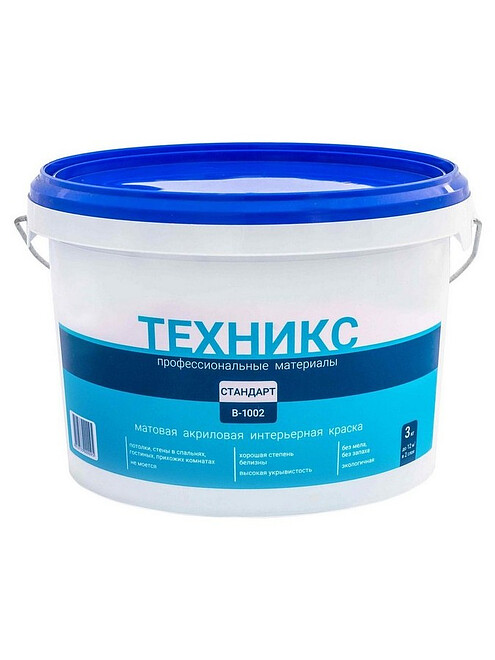 Краска ТЕХНИКС стандарт белая, 3кг 495x660 Краска ТЕХНИКС стандарт белая, 3кг 495x660 в Материке
