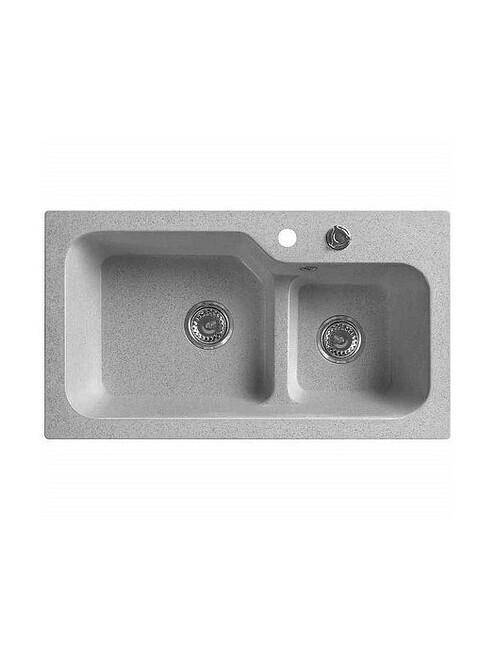 Мойка SG-REC-DUO-8045 800х452мм 1,5 чаши иск.мрамор-ОЛОВО СВ.СЕР.RS лев. с сифон 495x660 Мойка SG-REC-DUO-8045 800х452мм 1,5 чаши иск.мрамор-ОЛОВО СВ.СЕР.RS лев. с сифон 495x660 в Материке
