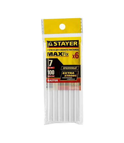Стержни клеевые STAYER 2-06817-T-S06 7х100мм бесцв. 6шт/уп. 438x503 в Материке