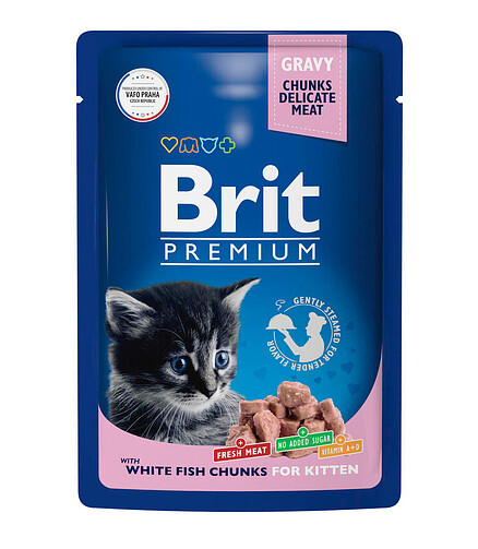 Корм для котят Brit Premium белая рыба, соус (85г) 438x503 в Материке