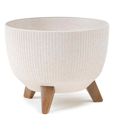 Кашпо ROMA wood с вставкой (29x18см) пластик белый LA920-05 438x503 в Материке