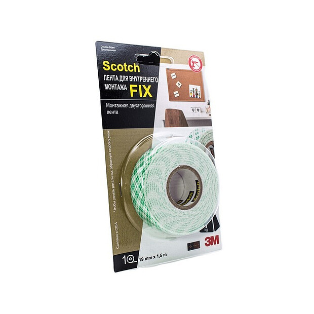 Лента монтажная 3М для внутр.работ 4496G-1915-P Scotch FIX 19ммх1,5м