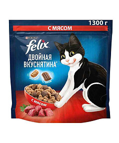 Корм для кошек FELIX Двойная Вкуснятина, мясо (1,3кг)