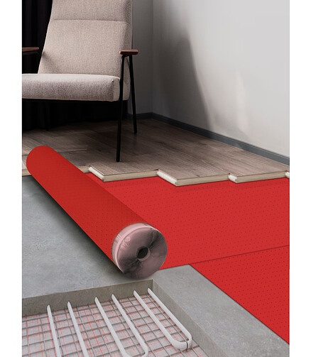 Подложка д/пола A-STEP:THERMO AQUASTOP IXPE 1*15м*2мм (1рул=15м2) 438x503 в Материке - Вариант 2